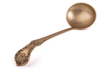 View from above of old gold ladle isolate