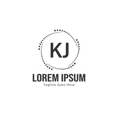 Initial KJ logo template with modern frame. Minimalist KJ letter logo vector illustration