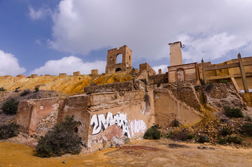Fototapeta premium The peculiar landscape of the old Mazarron mines. Heritage of the Region of Murcia.