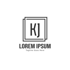 Initial KJ logo template with modern frame. Minimalist KJ letter logo vector illustration