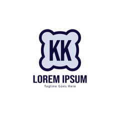 Initial KK logo template with modern frame. Minimalist KK letter logo vector illustration