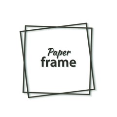 Paper cut black frame with realistic shadow. Two dark inclined square frames lie one on another. Vector card illustration with place for selling advertising text. 3d banner on white background