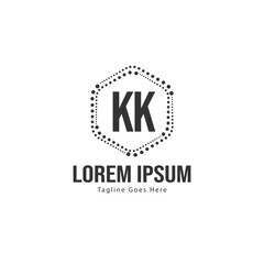 Initial KK logo template with modern frame. Minimalist KK letter logo vector illustration