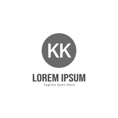 Initial KK logo template with modern frame. Minimalist KK letter logo vector illustration