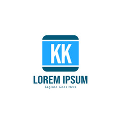Initial KK logo template with modern frame. Minimalist KK letter logo vector illustration