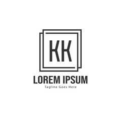 Initial KK logo template with modern frame. Minimalist KK letter logo vector illustration