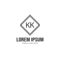 Initial KK logo template with modern frame. Minimalist KK letter logo vector illustration