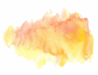 Abstract Watercolor stain. Hand drawn texture. Yellow paint