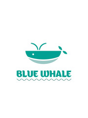 Blue whale on white background