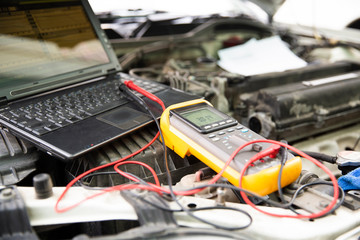 Computer diagnostics of the car.