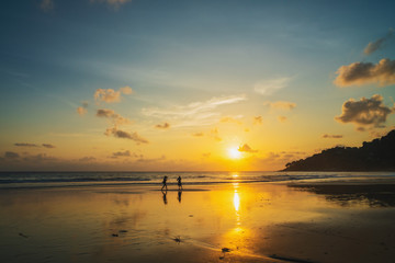 Beautiful sunset on the beach and sea 