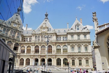Fototapeta na wymiar Palace of the Exchange in Lyon, France.