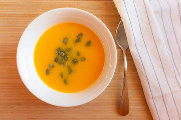 pumpkin soup with pumpkin seeds