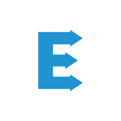 letter e arrow geometric logo vector
