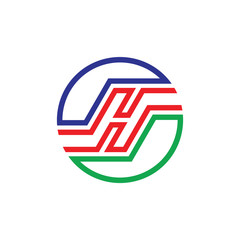 letter h geometric line colorful logo vector
