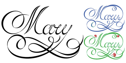 Name Mary, made in the vector for use in various purposes, from embroidery to printing business cards.