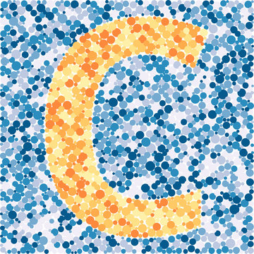 C letter color distributed circles dots illustration