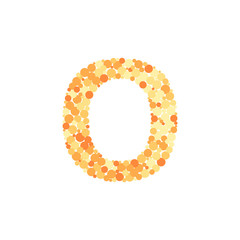 O letter color distributed circles dots illustration