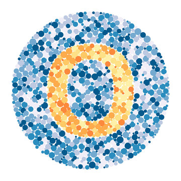 O letter color distributed circles dots illustration