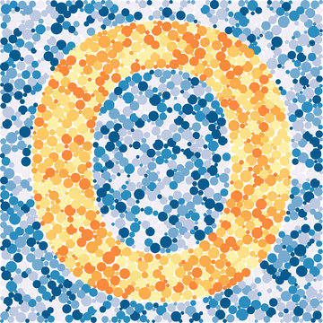 O letter color distributed circles dots illustration