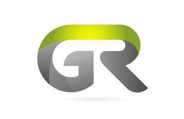 green black alphabet letter GR G R combination logo icon design