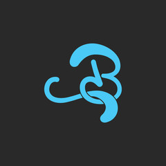 letter b curves water flow design logo vector