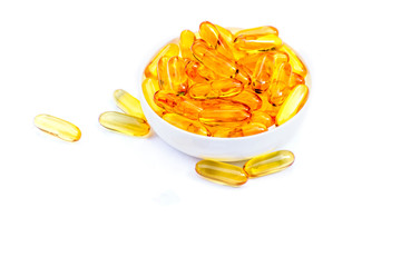 Fish oil omega 3 capsules in a lid