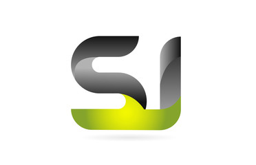 green black alphabet letter SJ S J combination logo icon design