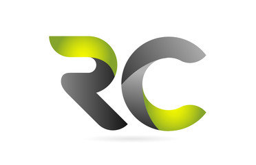 green black alphabet letter RC R C combination logo icon design