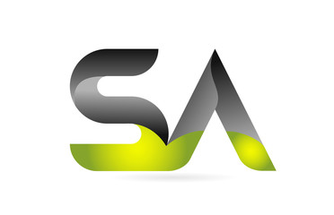 green black alphabet letter SA S A combination logo icon design