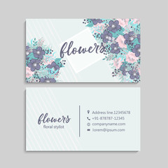Fototapeta na wymiar Business card with beautiful flowers. Template