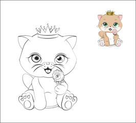 cat with flower Coloring book