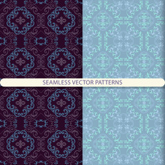 Seamless vector abstract patterns with ornamental pattern. Oriental pattern. Arabic pattern. Damask pattern. Print for tiles. Print for textiles. Design for wrapping paper, packaging, interior, furnit