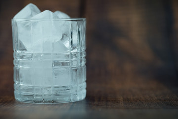 A transparent glass with ice