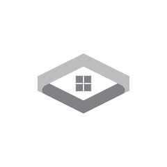 abstract geometric home shape 3d logo vector