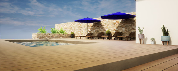 vue 3d grande terrasse avec piscine et transat 03