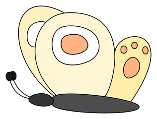 Cartoon yellow butterfly icon. Vector illustration.