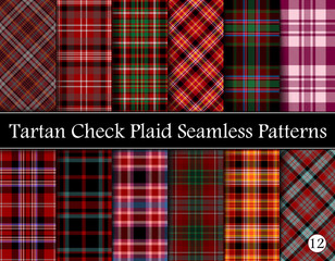 Set  Tartan Plaid Scottish Seamless Pattern
