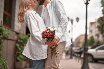 Happy woman smiling while looking at boyfriend