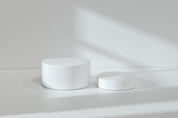 the platform for product presentation in a empty room, 3d rendering