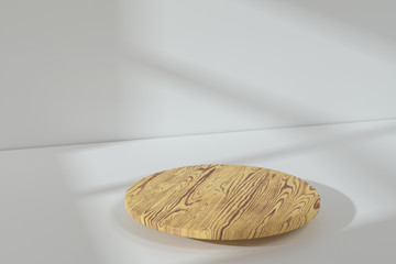 the platform for product presentation in a empty room, 3d rendering