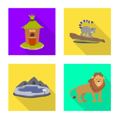 Vector illustration of safari and animal icon. Collection of safari and fun stock vector illustration.