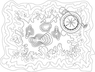  black and white map pattern with abstract topographical contour lines of mountains, latitude and longitude line, topography map art drawing with no names