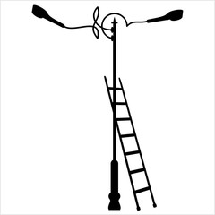 Ladder Inclined To Street Light Pole Design