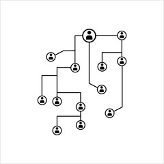 Network Connection, Hub, Social Network Isolated Flat Line Icon Design