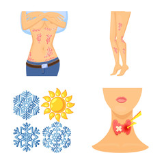 Isolated object of pain and dermatology symbol. Set of pain and healthcare vector icon for stock.