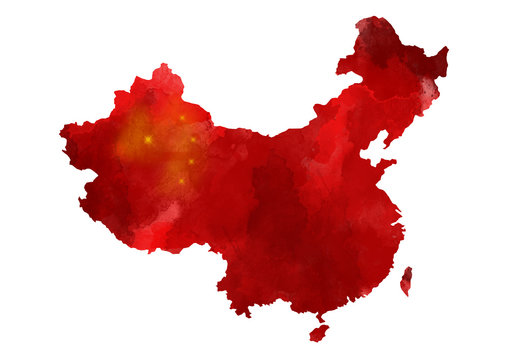 Abstract watercolor map of China
