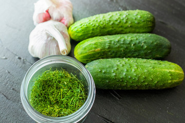 Preparation of pickled cucumbers.
