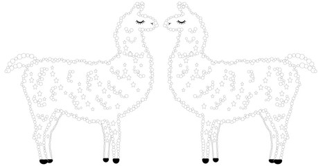 Coloring page of cartoon lama.  illustration, coloring book for kids.