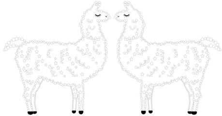 Coloring page of cartoon lama.  illustration, coloring book for kids.